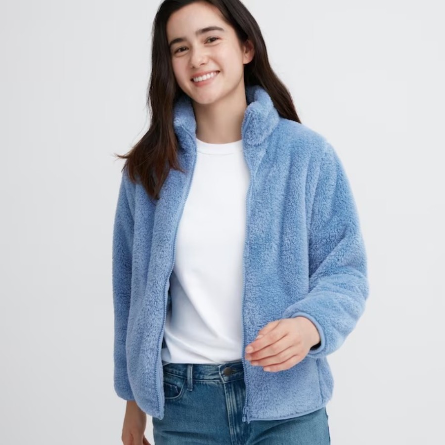 Толстовка Uniqlo Fluffy Fleece Zipped, голубой куртка uniqlo fleece zipped темно серый