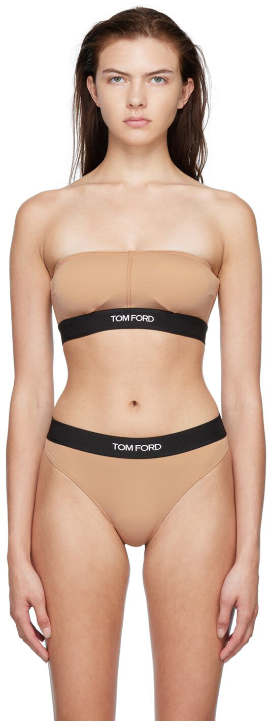 

Бежевый фирменный бюстгальтер-бандо TOM FORD