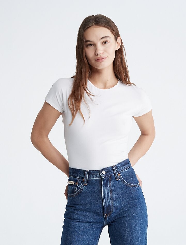 

Боди из гладкого эластичного хлопка Calvin Klein, белый