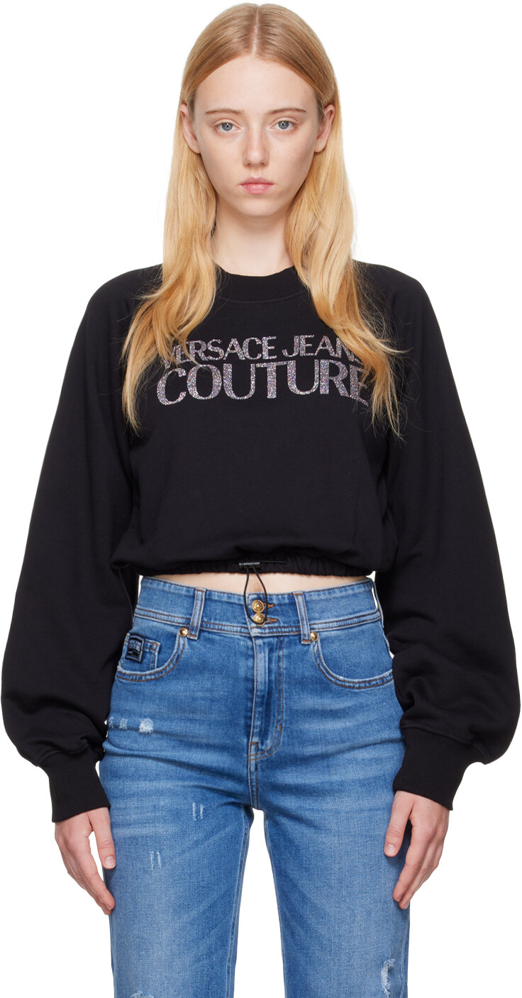 

Черный укороченный свитшот Versace Jeans Couture
