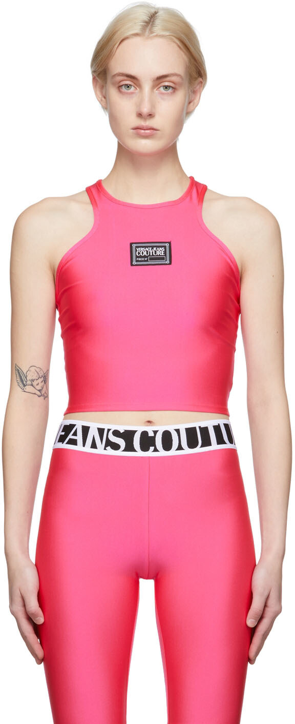 

Розовая майка с логотипом Versace Jeans Couture