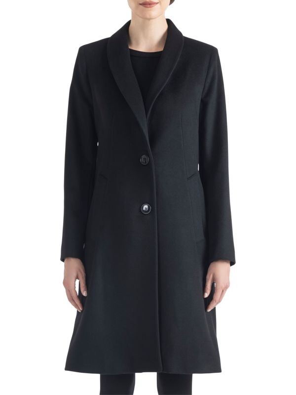 

Пальто из шерсти и кашемира с воротником-шалью Sofia Cashmere Black, Серый
