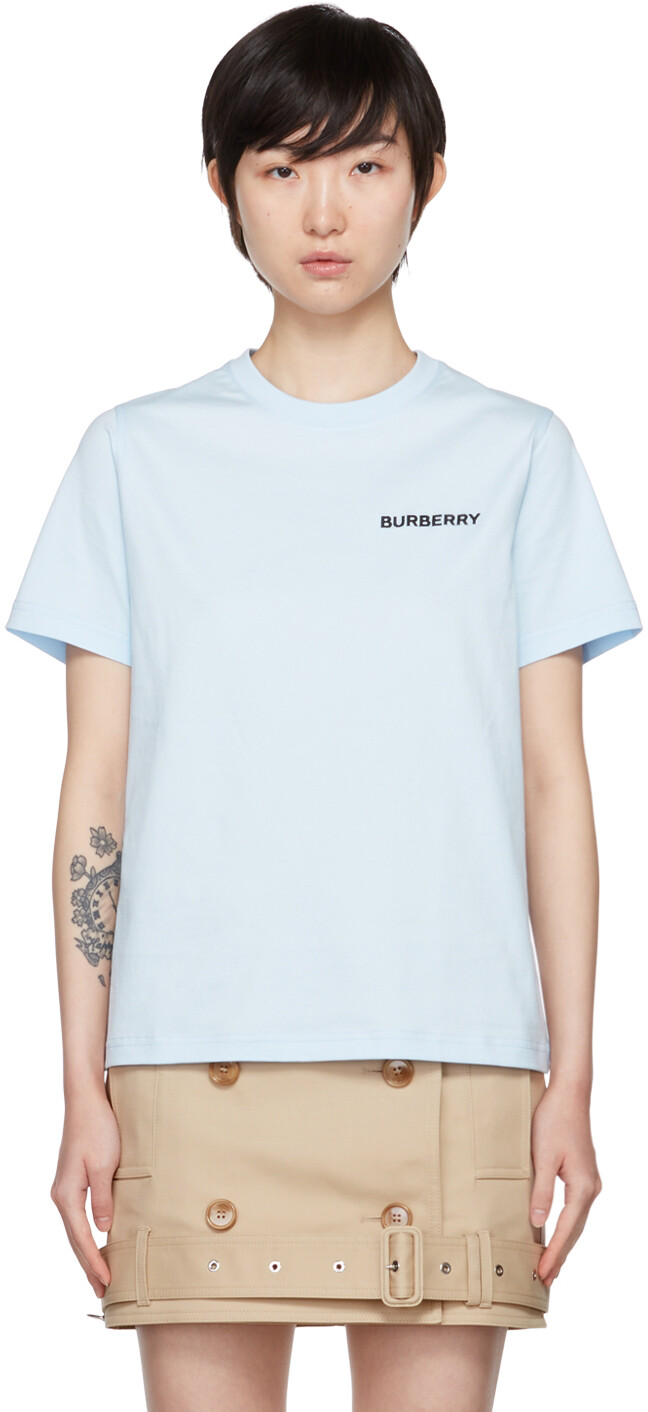 

Синяя футболка с монограммой Burberry, Синий
