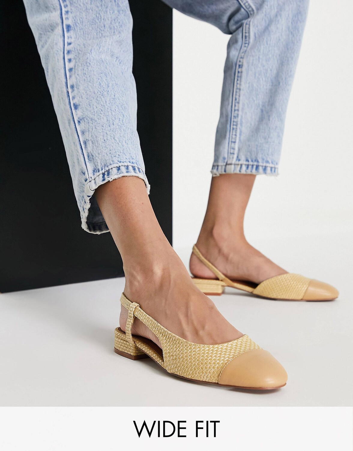 

Широкие балетки с ремешком на пятке ASOS DESIGN Lively из натуральной рафии