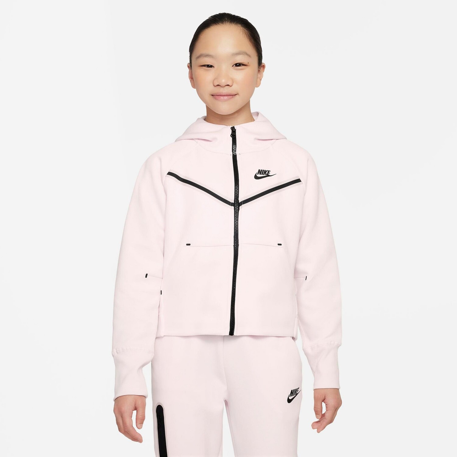 

Худи с молнией во всю длину Nike Sportswear Tech Fleece для девочек, розовый