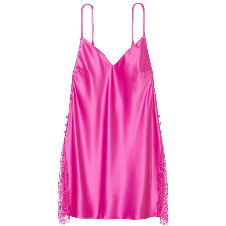 

Ночная рубашка Victoria's Secret Satin Plunge Lace Slip, розовый