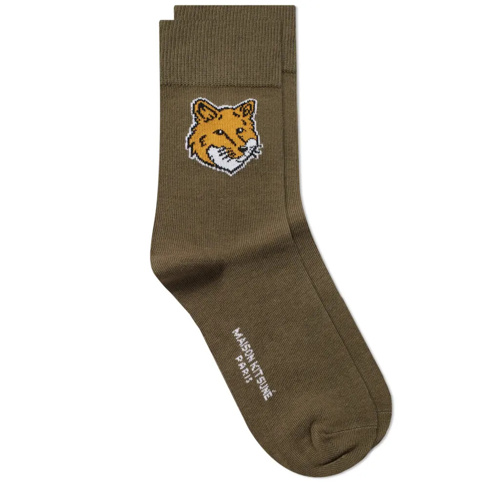 

Носки Maison Kitsune Fox Head, хаки