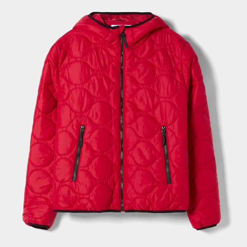 

Куртка с капюшоном Bershka Lightweight Quilted, красный