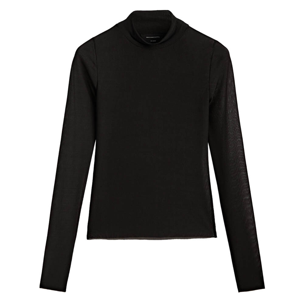 

Лонгслив Massimo Dutti Studio Semitransparent, черный