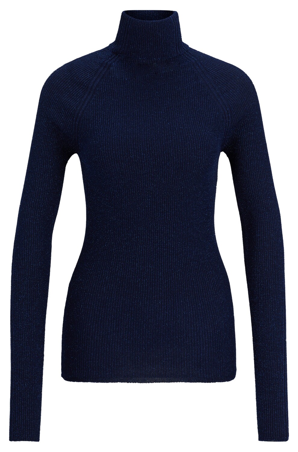 

Свитер Boss Ribbed In Metalized Fabric With Mock Neckline, темно-синий