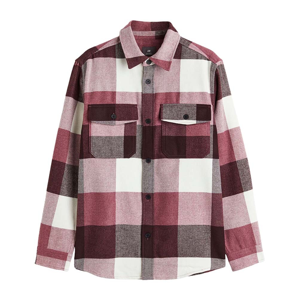 

Рубашка H&M Checked Twill, бордовый/мультиколор