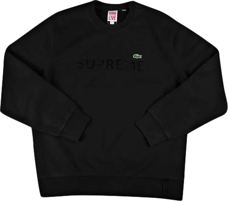 

Толстовка Supreme x Lacoste Crewneck 'Black', черный