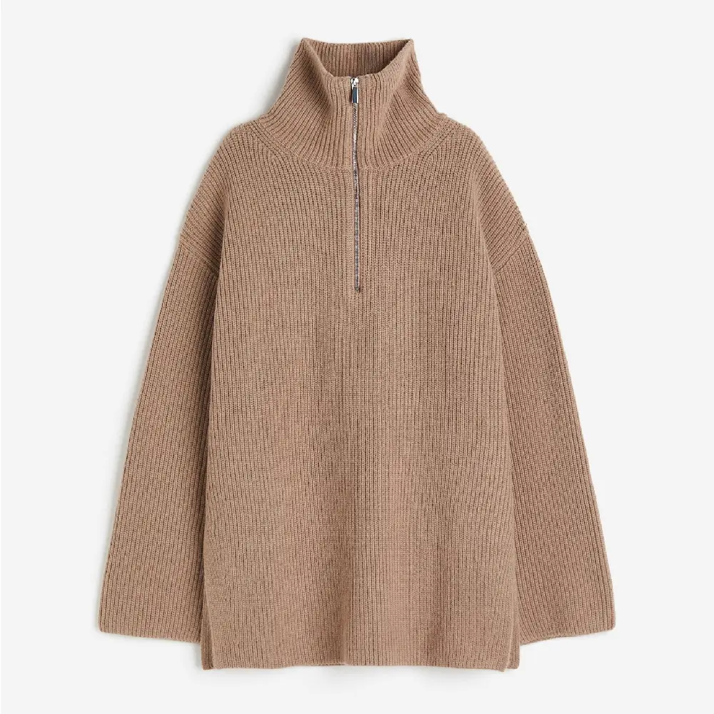 

Свитер H&M Rib-knit Half-zip, бежевый
