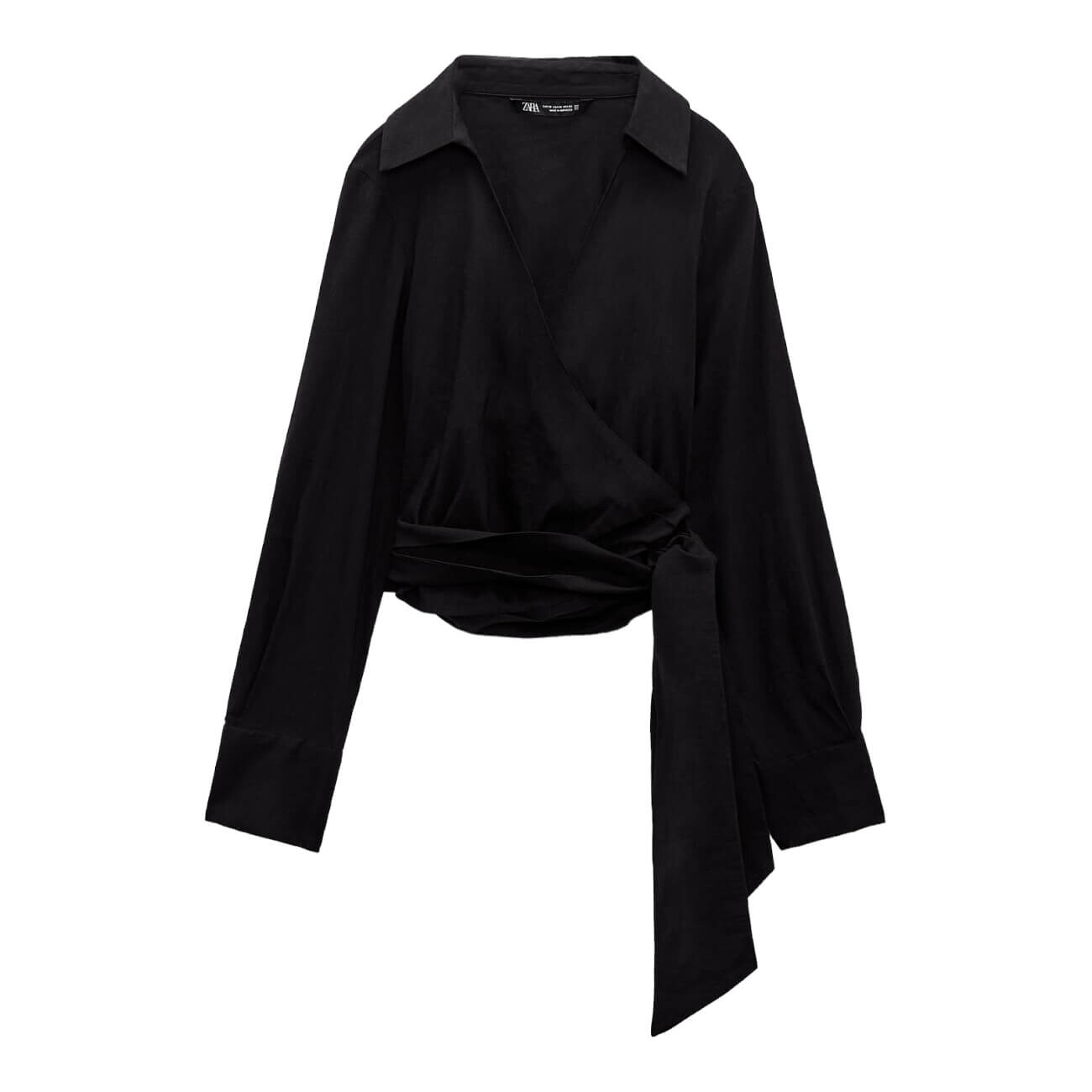 

Блуза Zara With Knotted Waist, черный