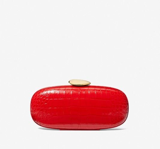 

Клатч с тиснением под крокодила Michael Kors Tina Small Metallic Crocodile Embossed Leather, красный