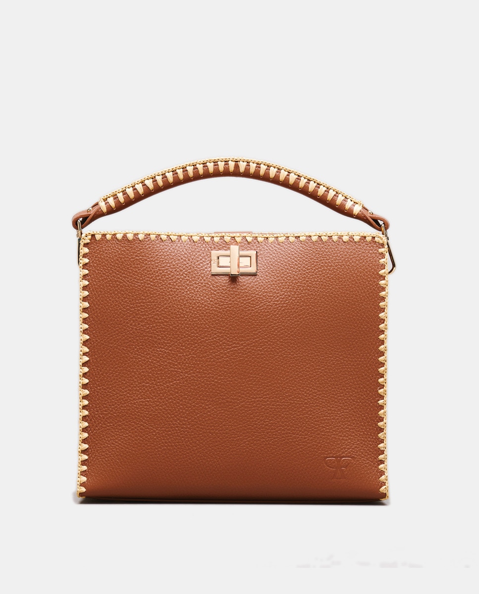 Коричневая кожаная сумочка Sylvia FRP Collection, коричневый сумка из невыделанной плетеной кожи