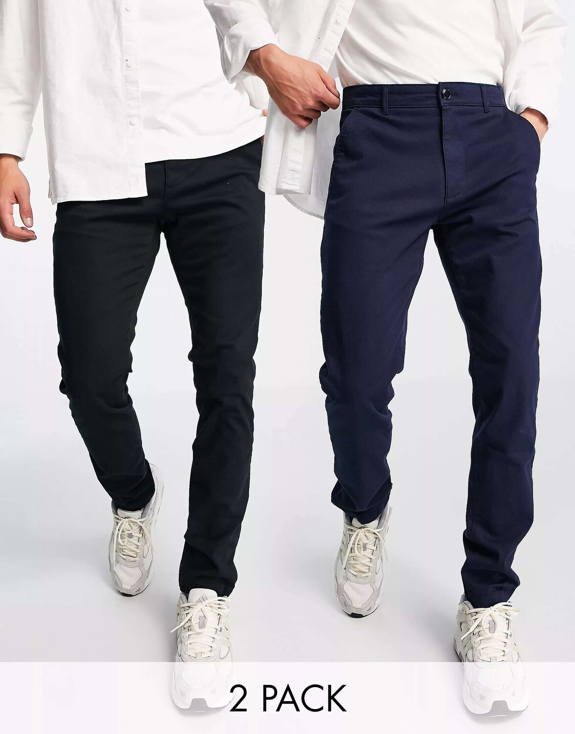 

Комплект узких брюк-чинос Topman черного и темно-синего цвета (2 шт.), Черный