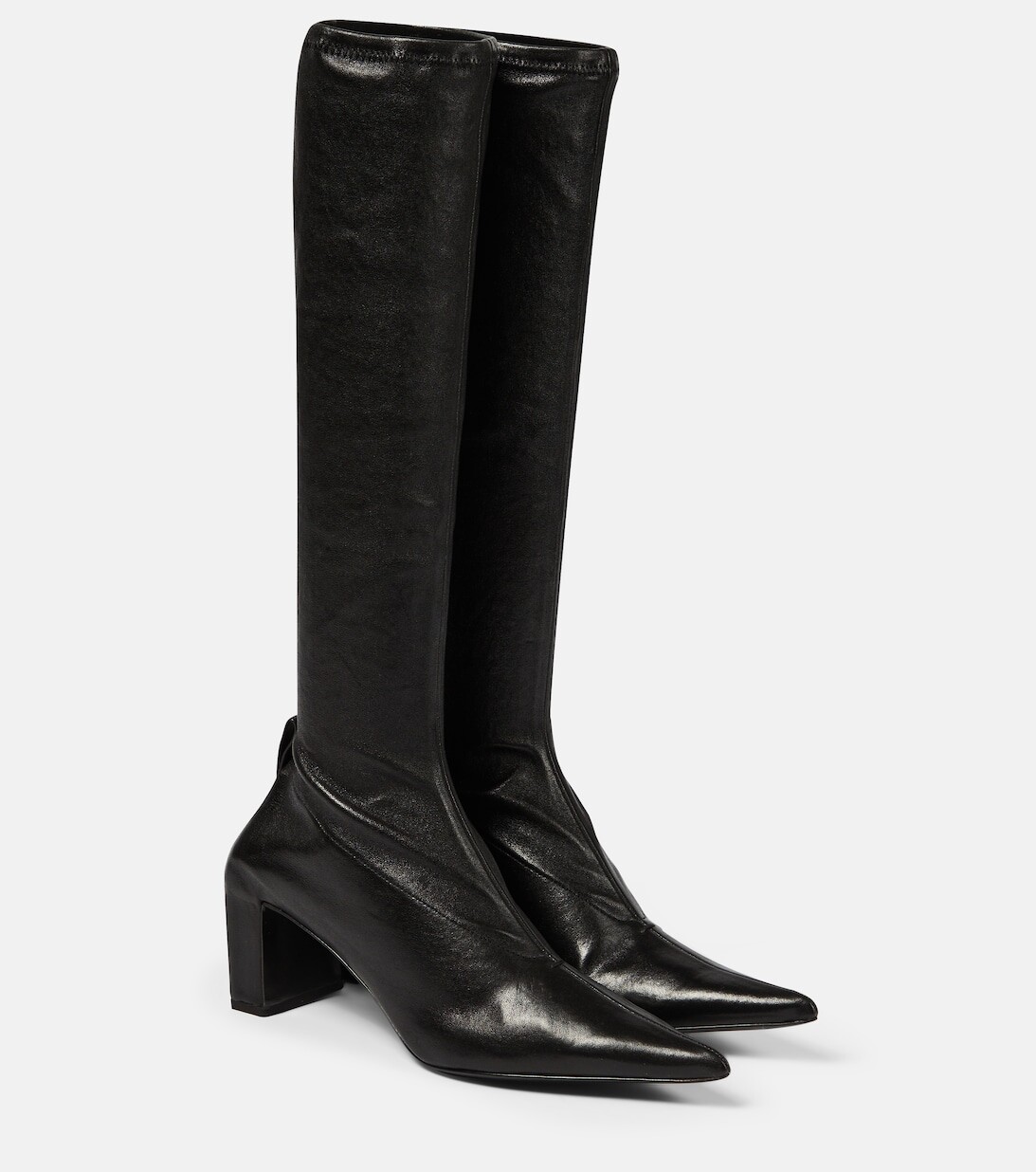 

Кожаные сапоги до колена Jil Sander, черный