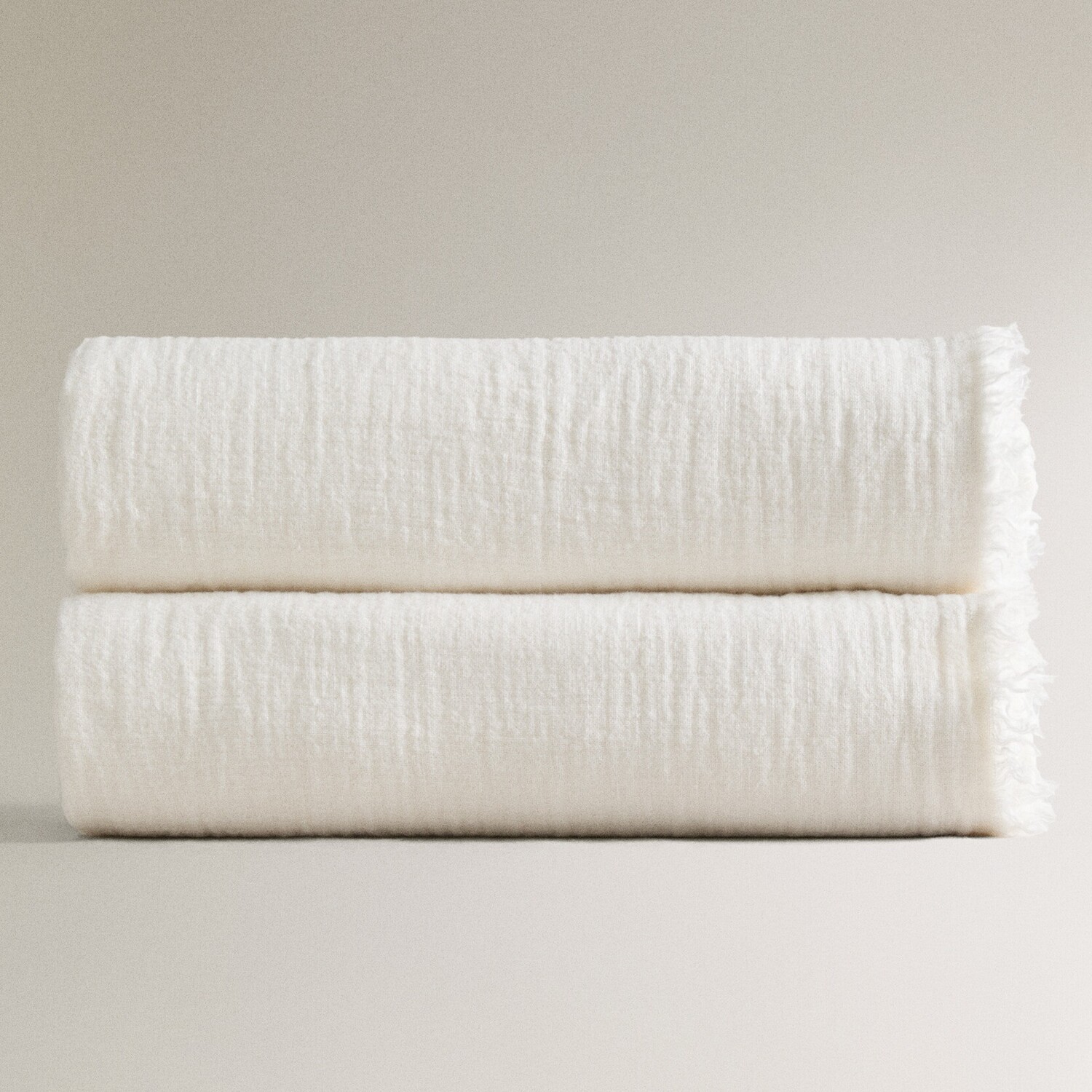 

Плед Zara Home Fringed Linen, белый