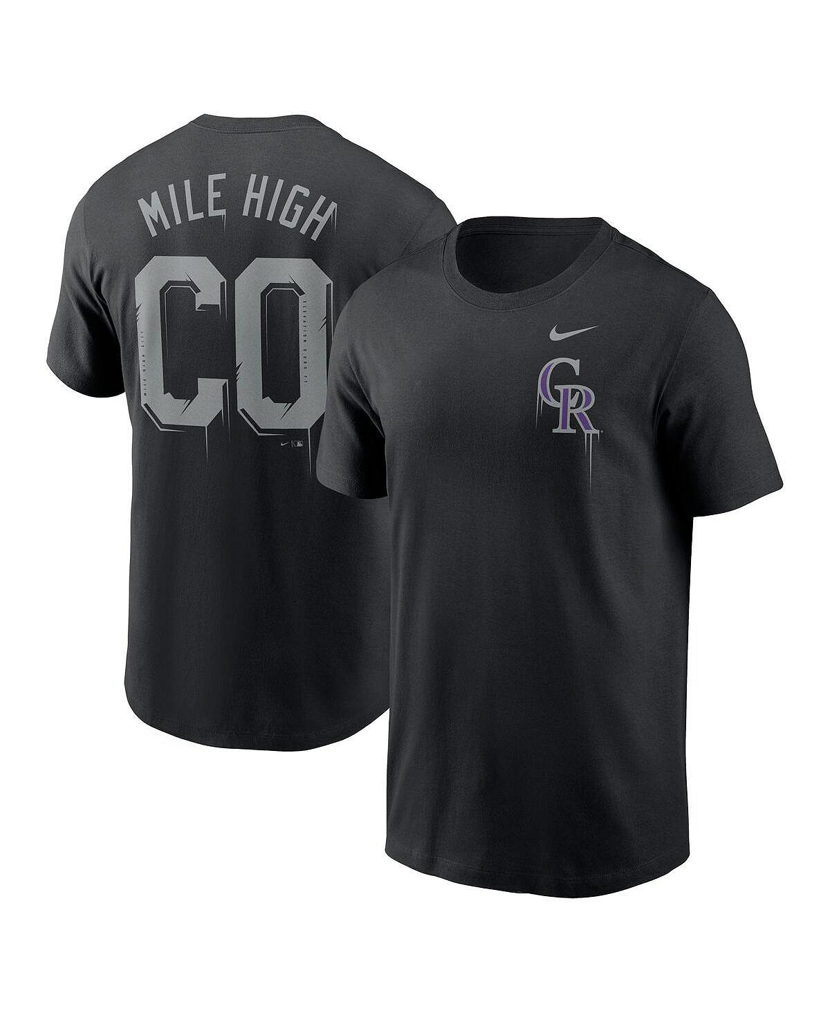 Мужская черная футболка colorado rockies mile high local team Nike, черный модульная картина скалистые горы 130x72