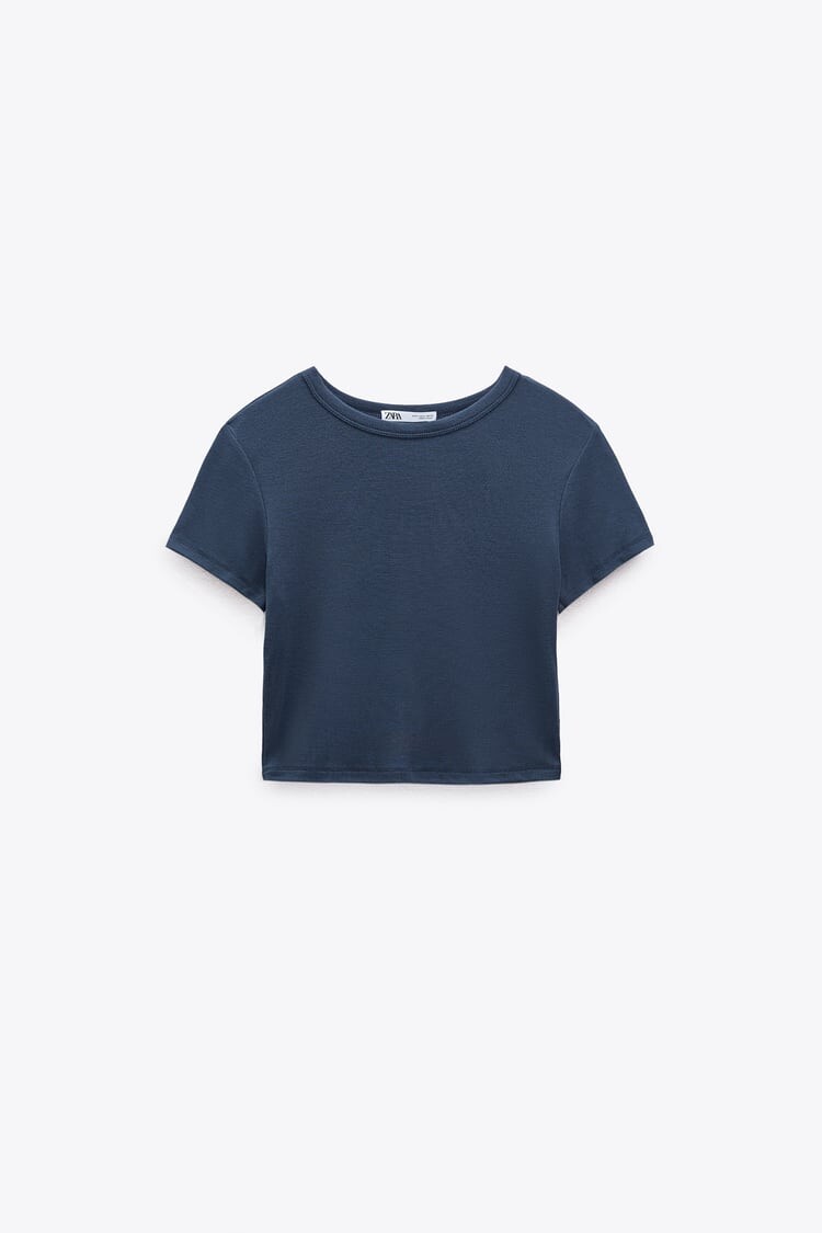 

Топ Zara Crop, тёмно-синий