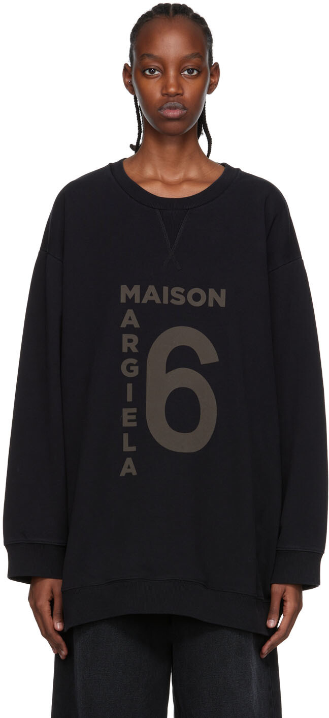 

Черная толстовка с принтом MM6 Maison Margiela