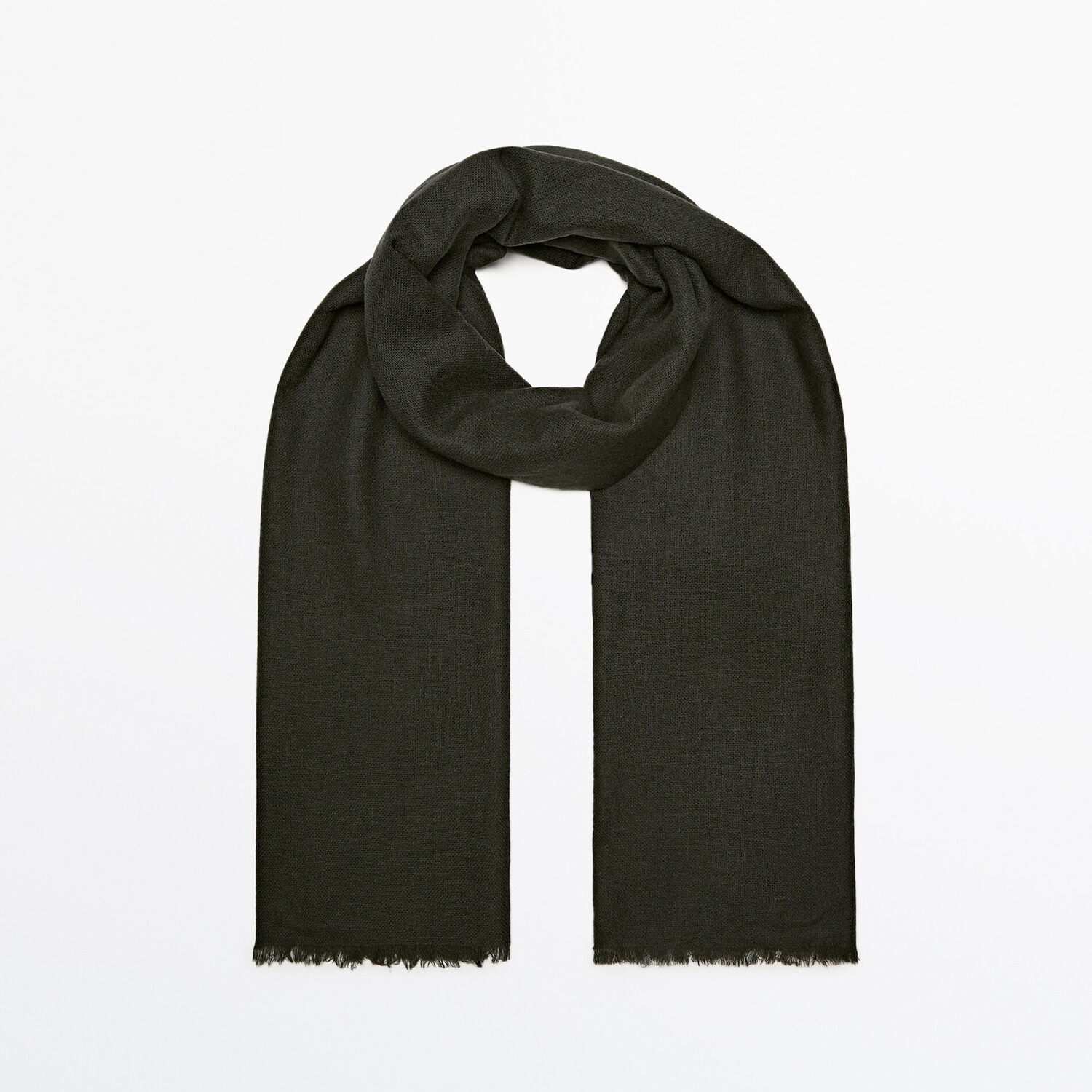 

Шарф Massimo Dutti Wool and Cashmere Blend, хаки