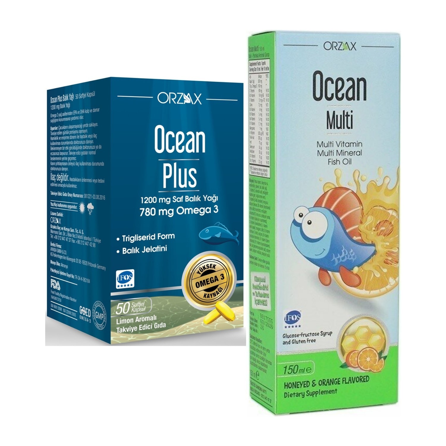 Омега-3 Ocean Plus 1200 мг, 50 капсул + Сироп Multi, 150 мл омега 3 ocean plus 1200 мг 50 капсул сироп ocean orange