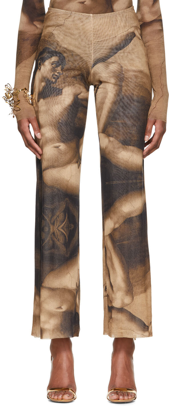 

SSENSE Эксклюзивные коричневые брюки для отдыха из тюля Jean Paul Gaultier, Коричневый