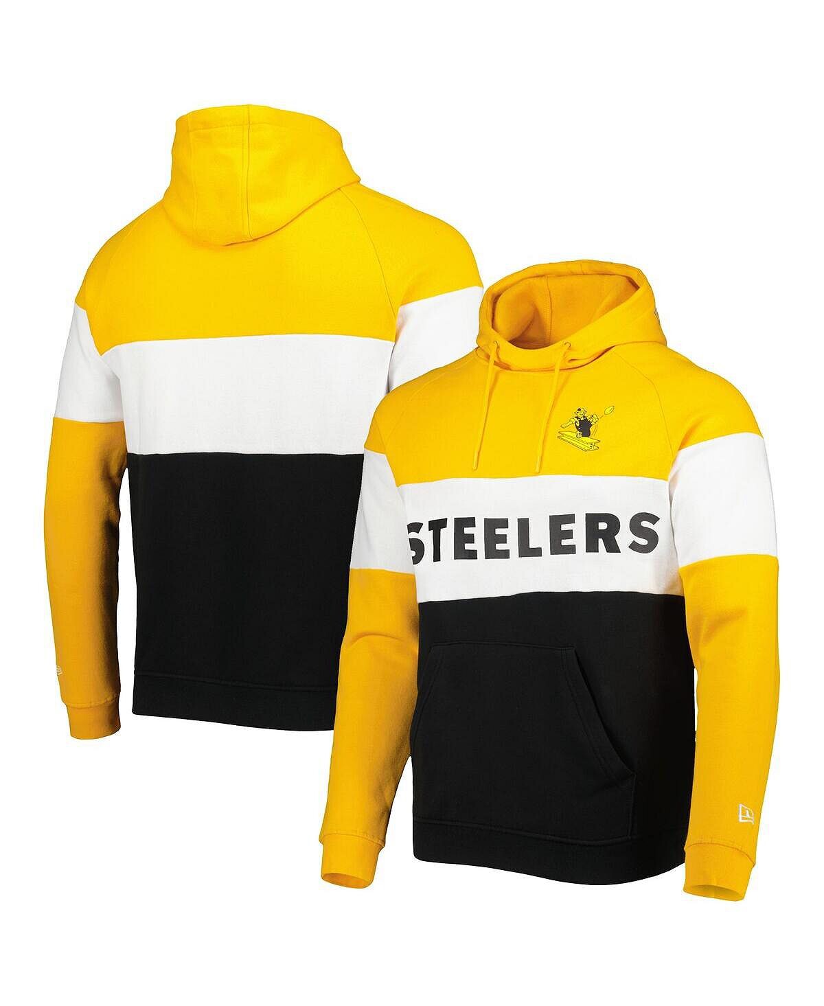 

Мужская черно-золотая толстовка с капюшоном pittsburgh steelers с цветными блоками в стиле ретро New Era, мульти