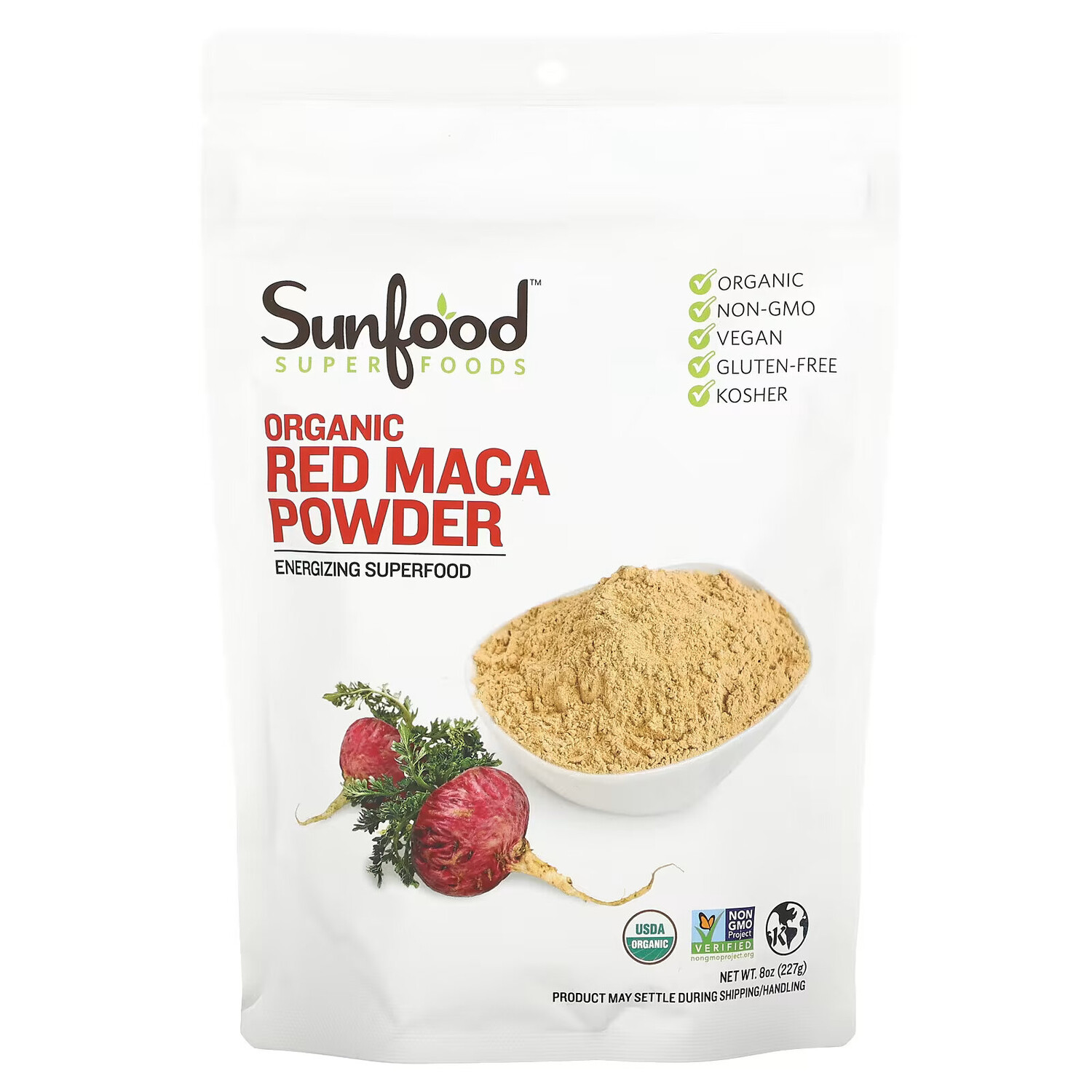 Sunfood, Порошок из необработанной органической красной маки, 227 г (8 унций) порошок маки nutrachamps 227 г