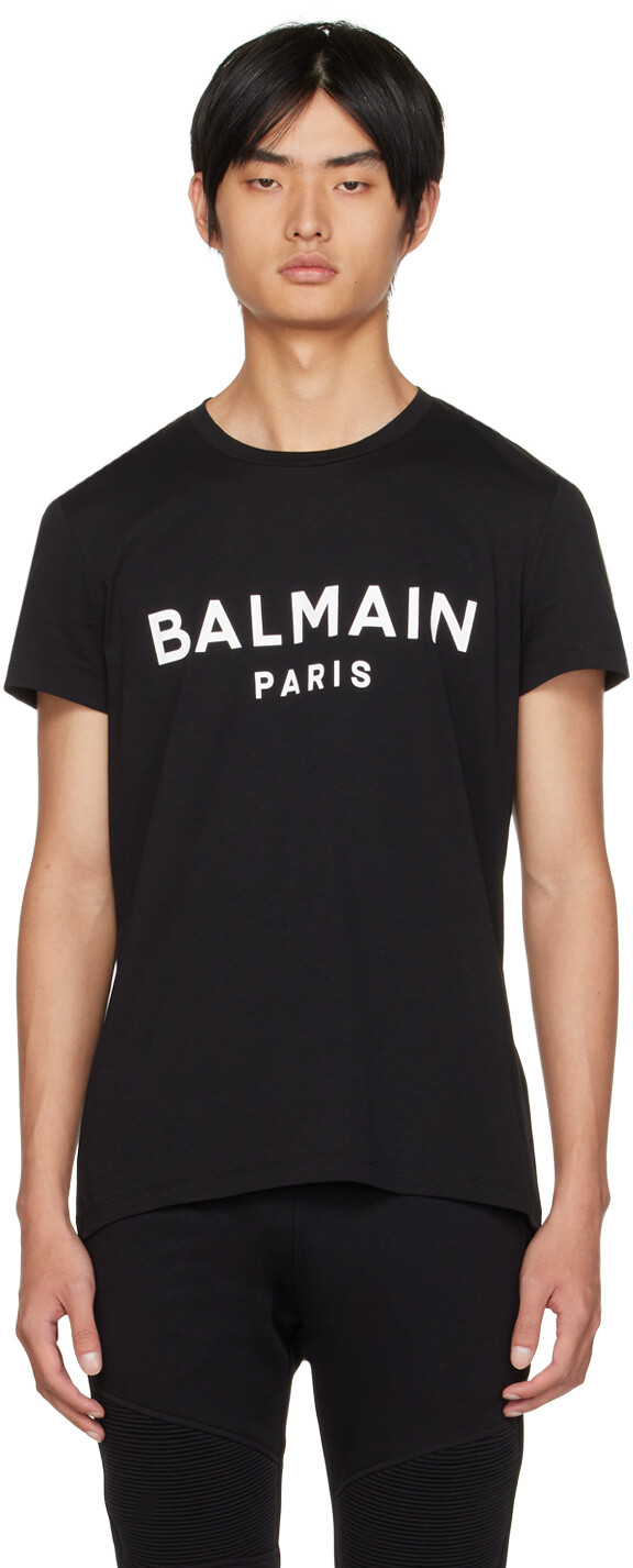 

Черная футболка с принтом Balmain, Черный