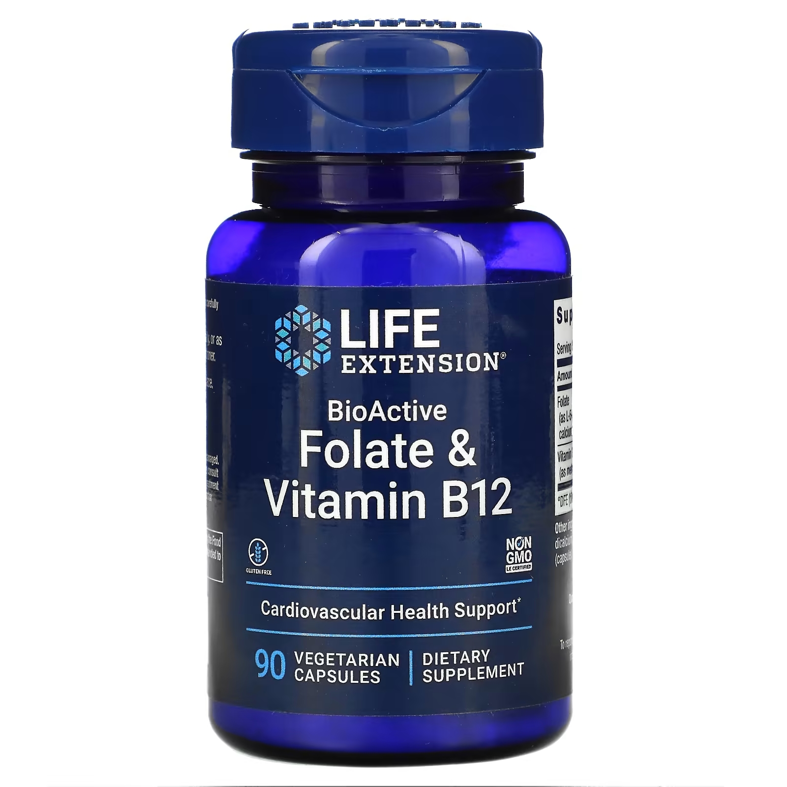 Биоактивные Фолат и Витамин B12 Life Extension, 90 вегетарианских капсул life extension биоактивные фолат и витамин b12 90 вегетарианских капсул