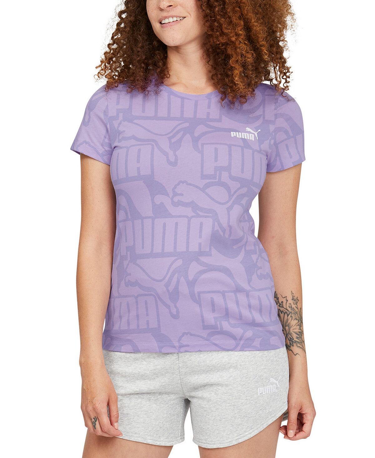 

Женская футболка Puma Cotton Abstract Logo-Print, фиолетовый