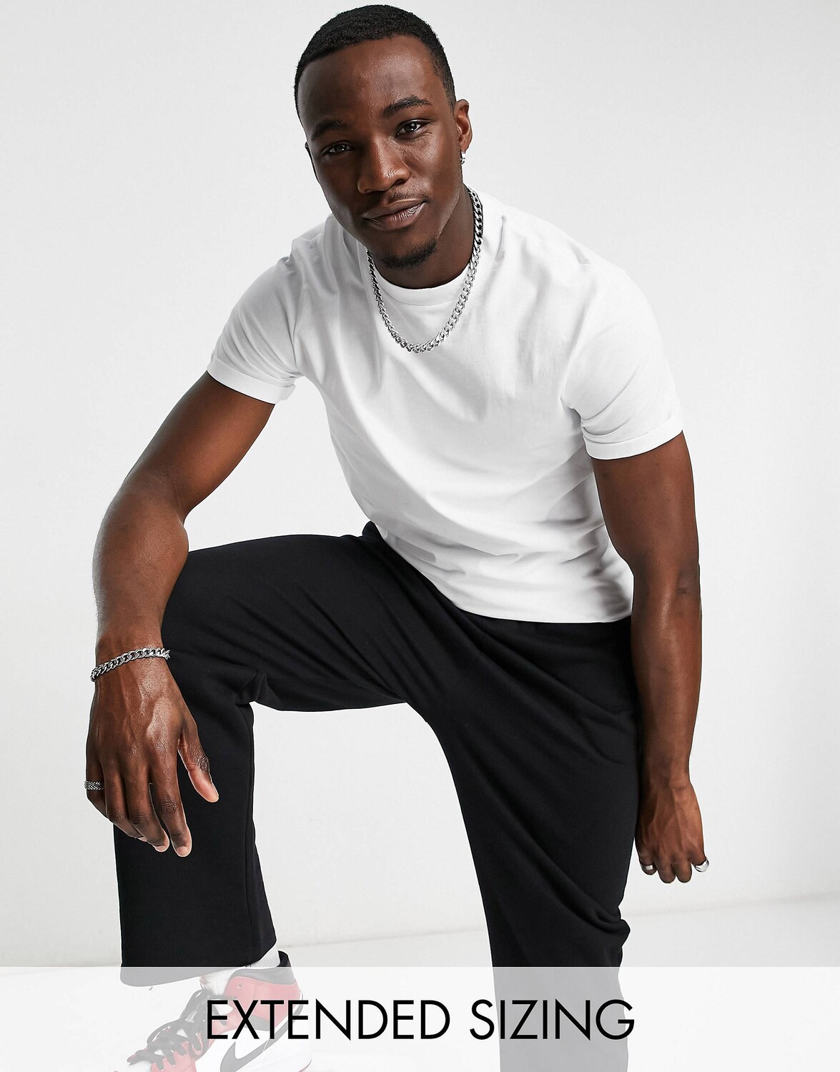 

Белая футболка с круглым вырезом и закатанными рукавами ASOS DESIGN - WHITE, Белый