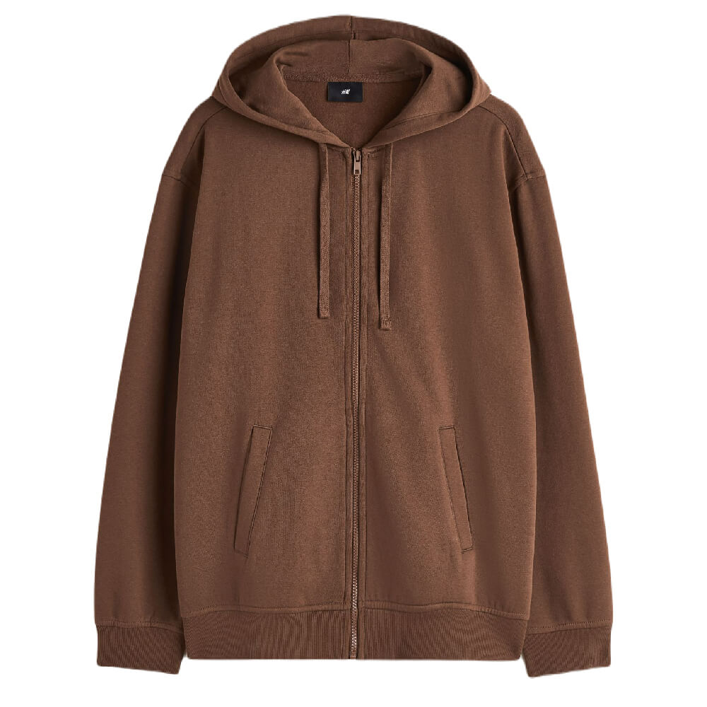 Худи H&M Relaxed Fit Hooded Jacket, коричневый толстовка cubby средней длины карманы капюшон трикотажная размер 170 розовый