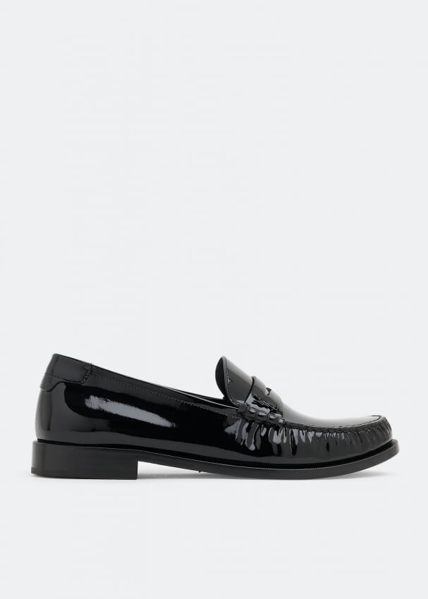 

Лоферы SAINT LAURENT Monogram leather loafers, черный