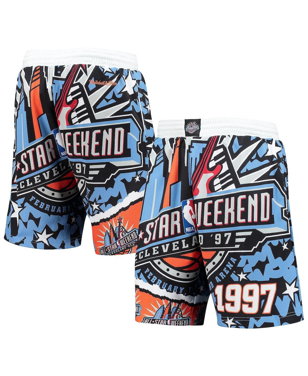 

Мужские синие, оранжевые сетчатые шорты hardwood classics 1997 all-star weekend jumbotron 2.0 Mitchell & Ness, мульти