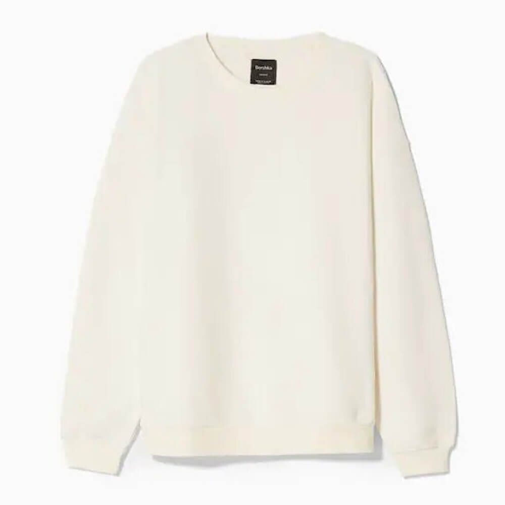 

Свитшот Bershka Oversize Round Neck, белый