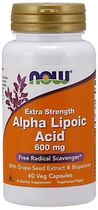 

Now Foods Alpha Lipoic Acid with Grape Seed Extract & Bioperine 600 mg препарат поддерживающий нервную систему, 60 шт.