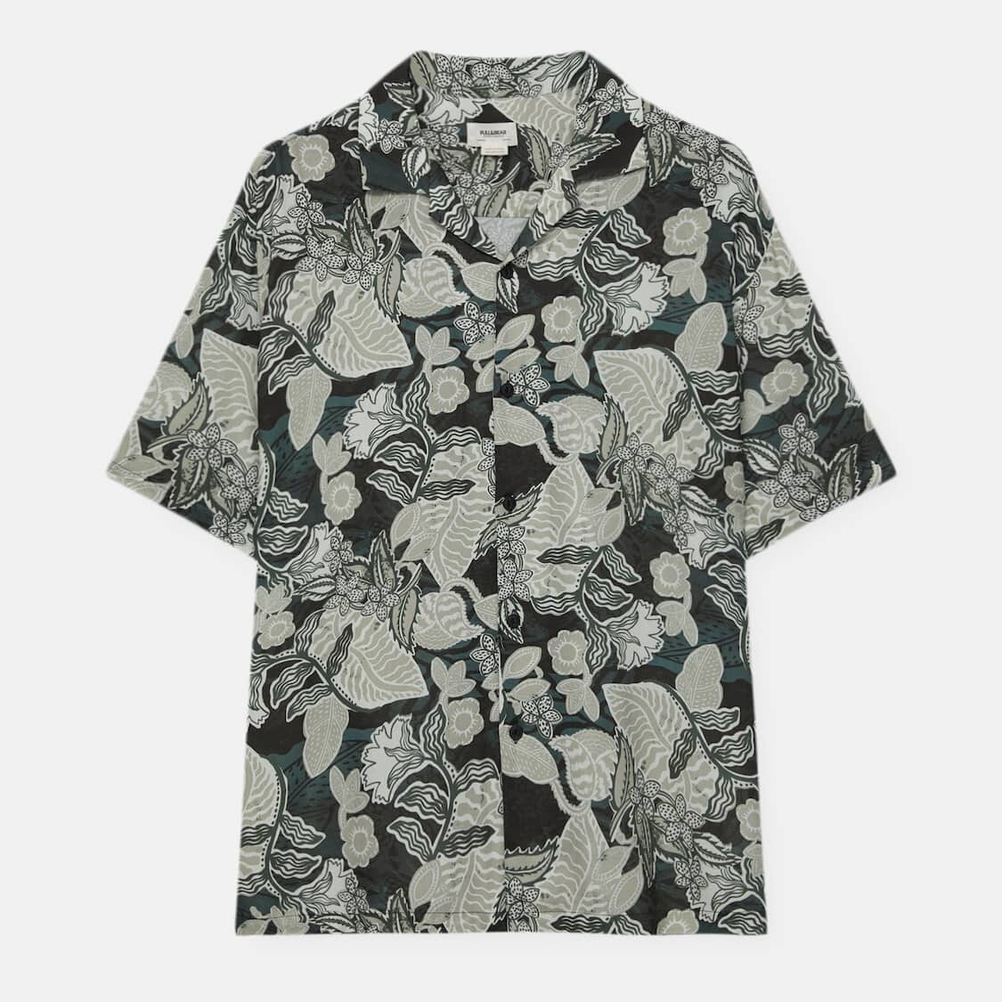 

Рубашка Pull&Bear Floral Print с коротким рукавом, бежевый/зеленый