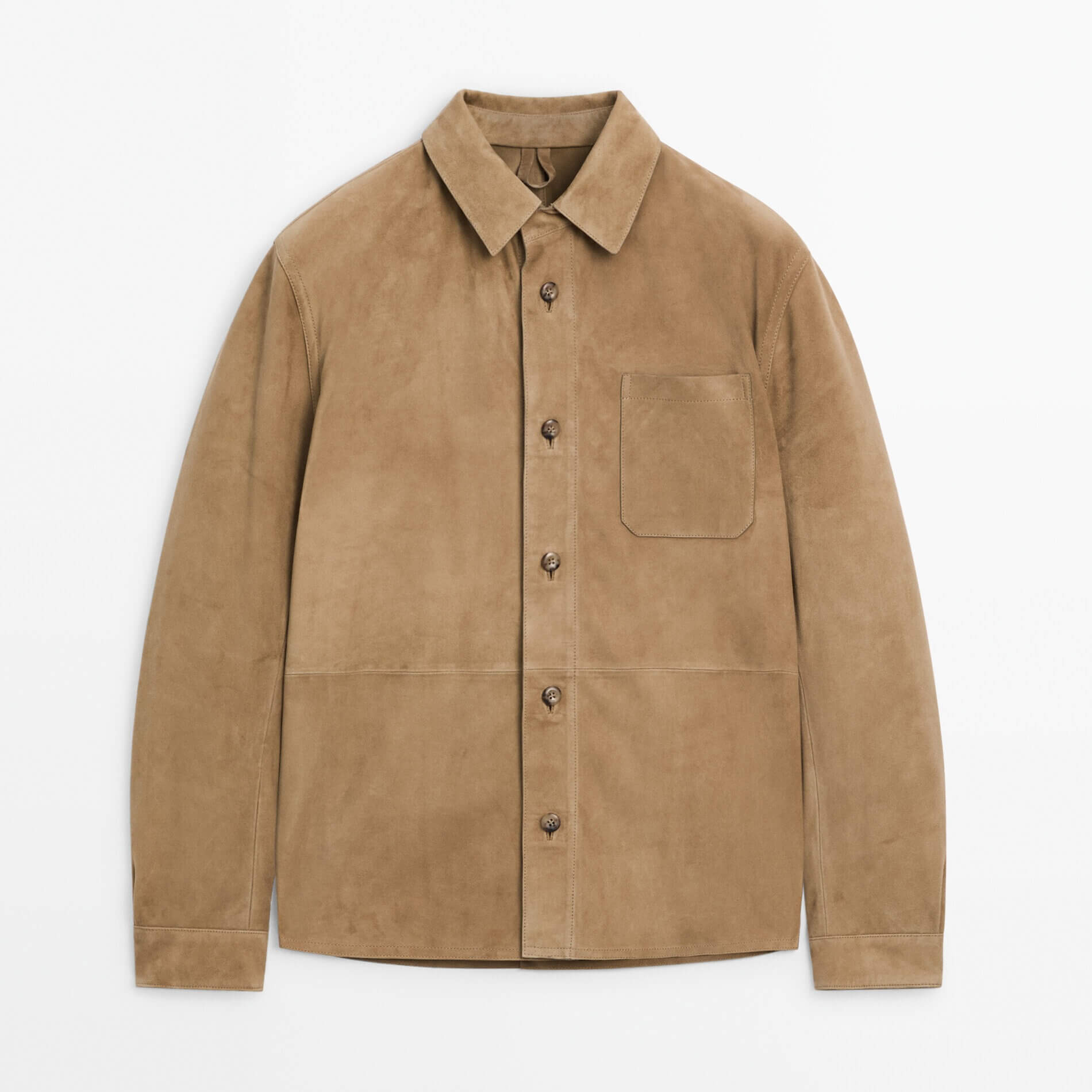 Куртка-рубашка Massimo Dutti Suede With Chest Pocket, бежевый куртка рубашка massimo dutti cotton with chest pocket хаки