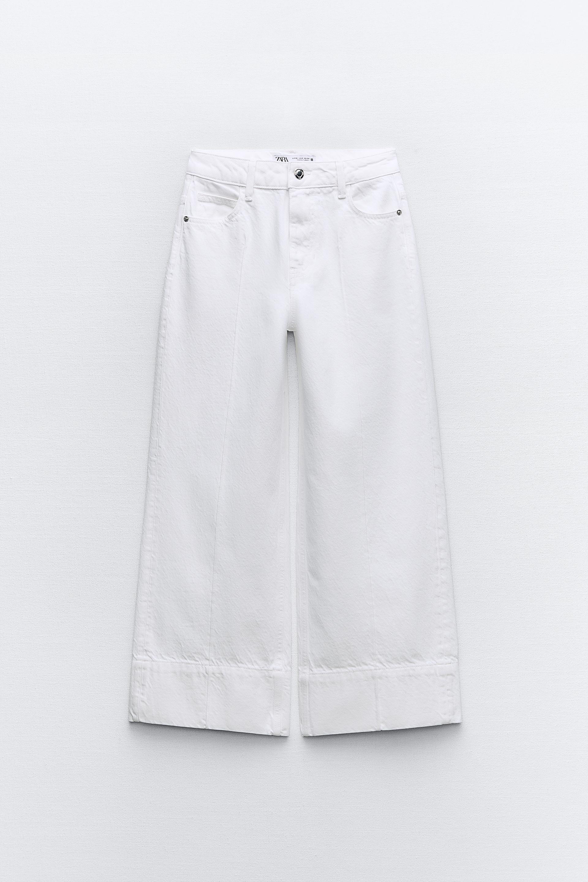 цена Джинсы Zara Z1975 Wide-leg Cropped, белый
