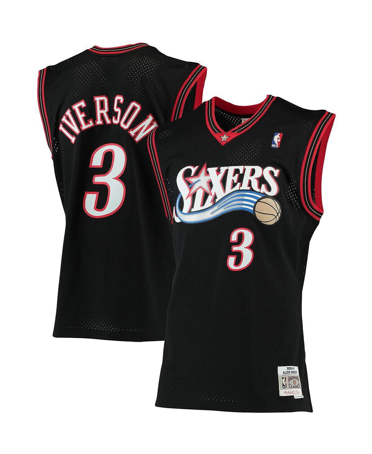 

Мужская черная джерси allen iverson philadelphia 76ers big and tall hardwood classics Mitchell & Ness, черный