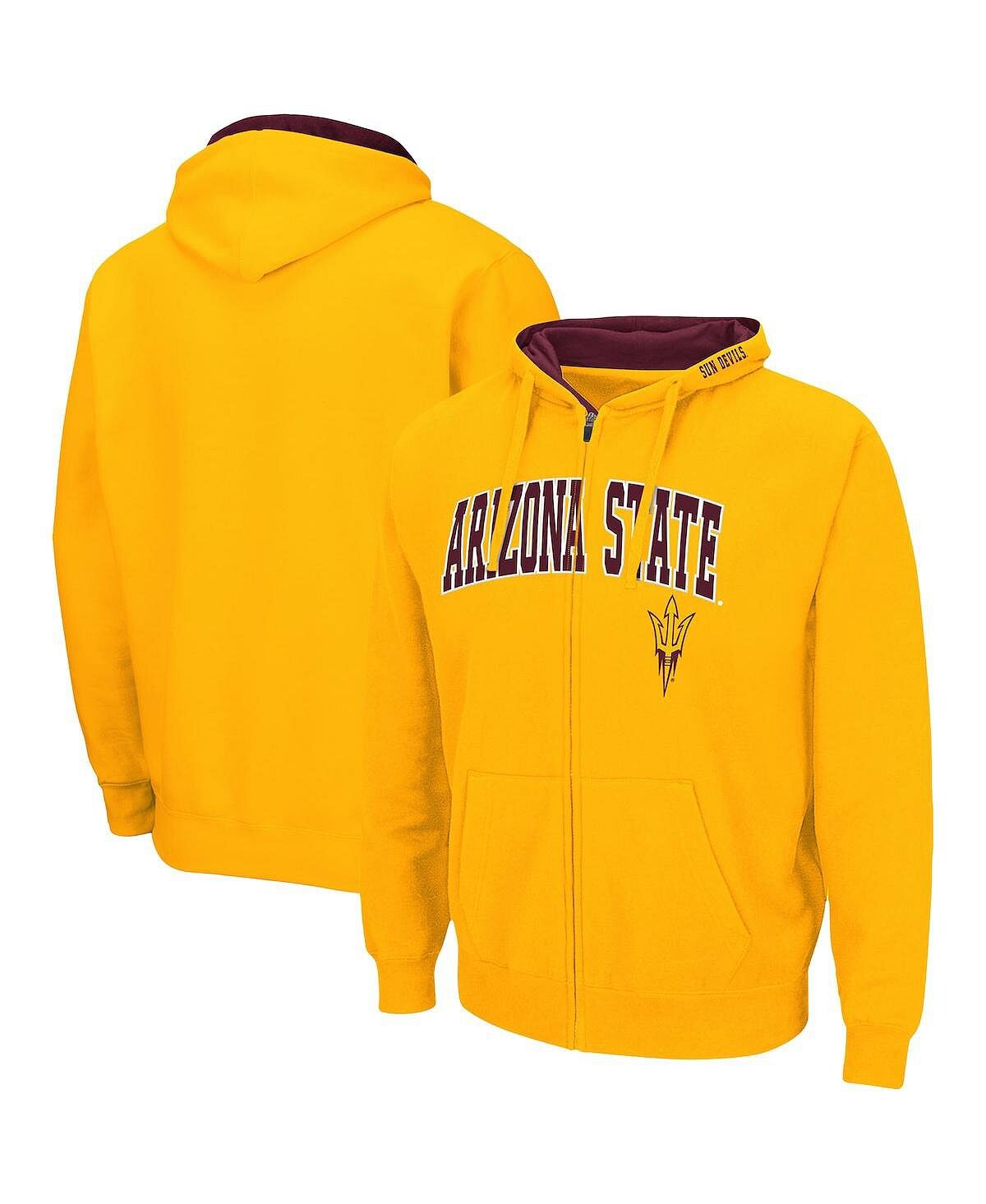 

Мужская толстовка с капюшоном на молнии во всю длину arizona state sun devils arch logo 3.0 золотистого цвета Colosseum