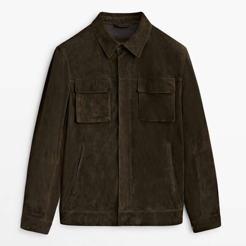

Куртка-рубашка Massimo Dutti Suede, хаки