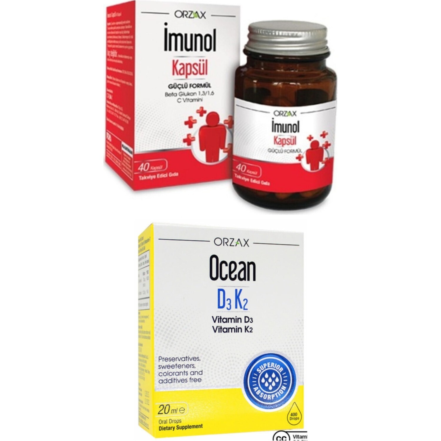 

Пищевая добавка Orzax Imunol, 40 капсул + Витаминные капли D3 Ocean, 20 мл