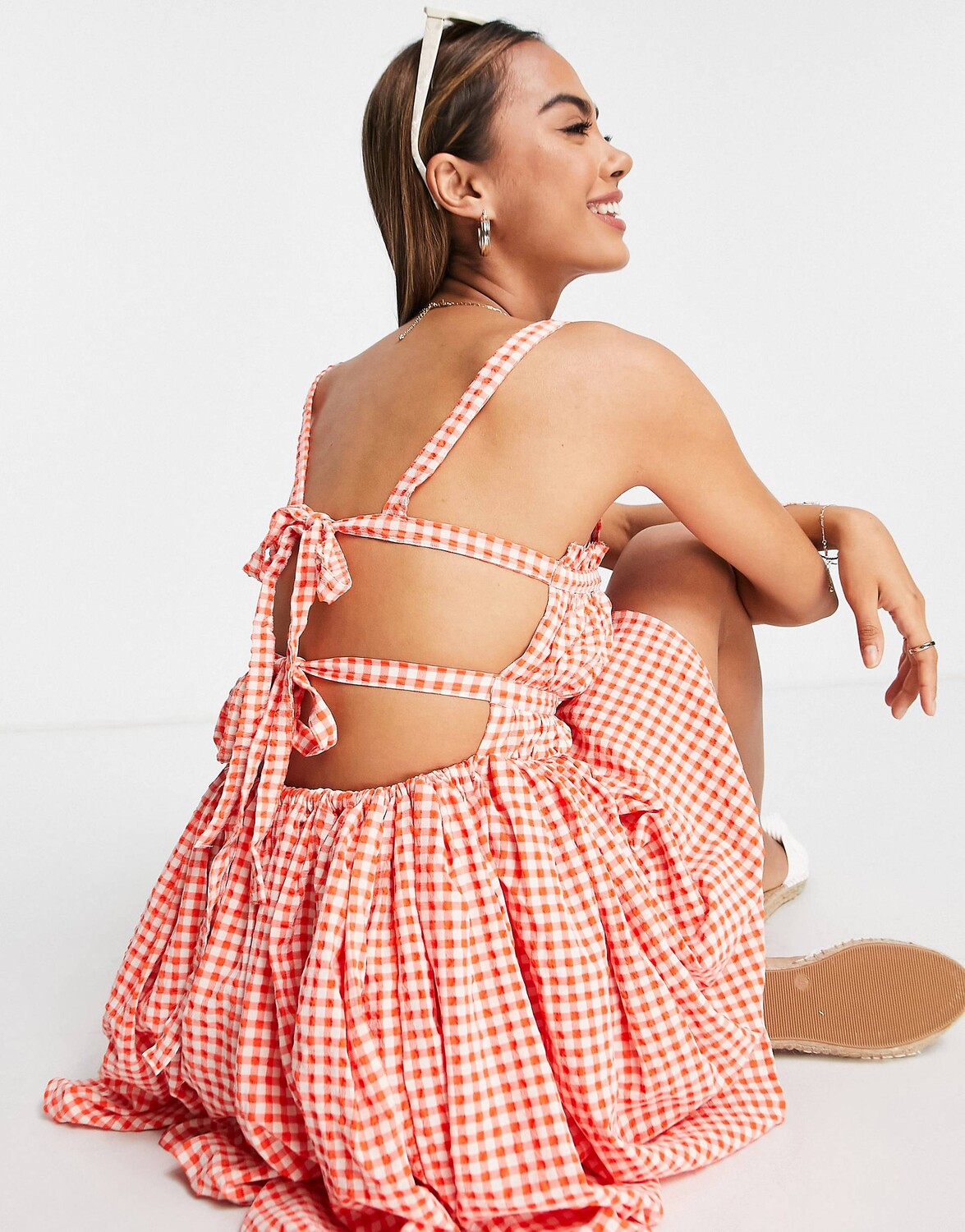 

Красный сарафан в мелкую клетку ASOS DESIGN