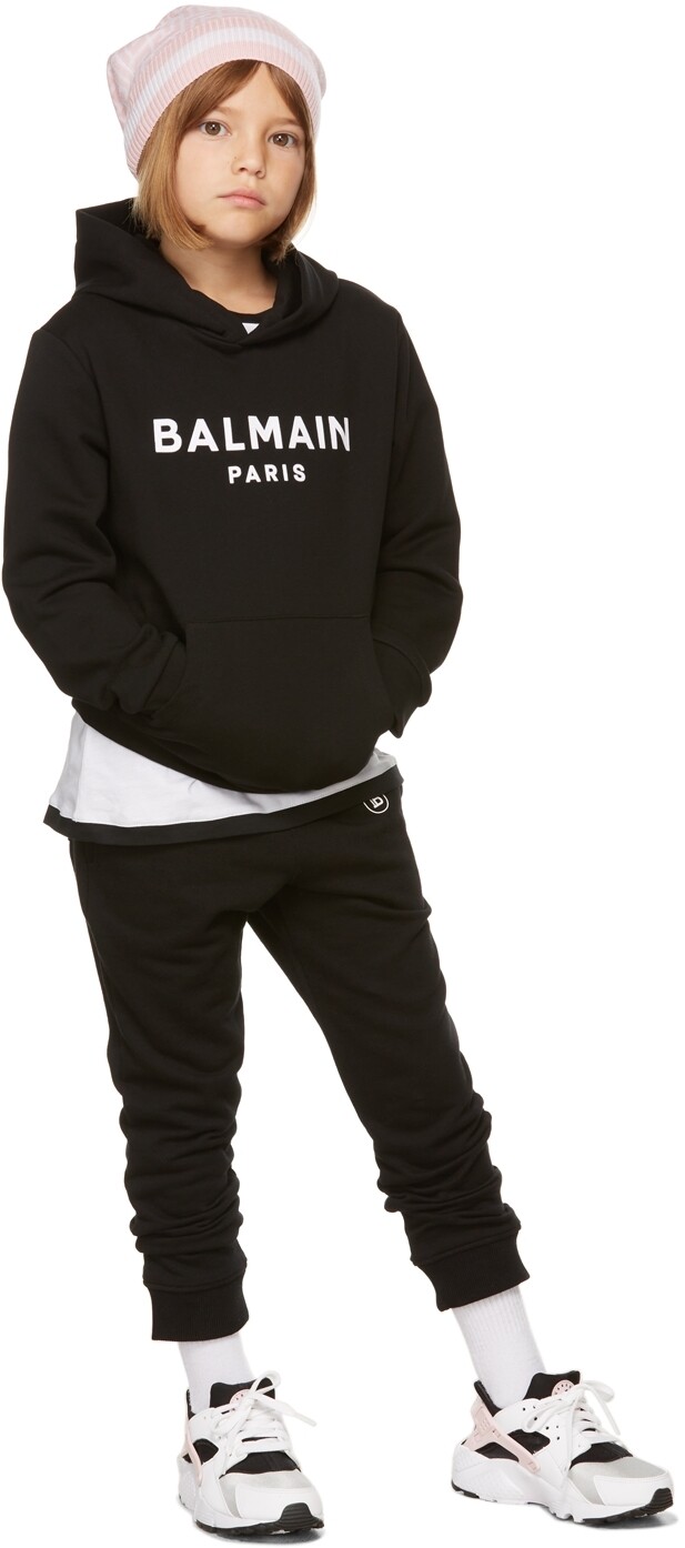 

Детские черные брюки для отдыха из ткани френч терри Balmain