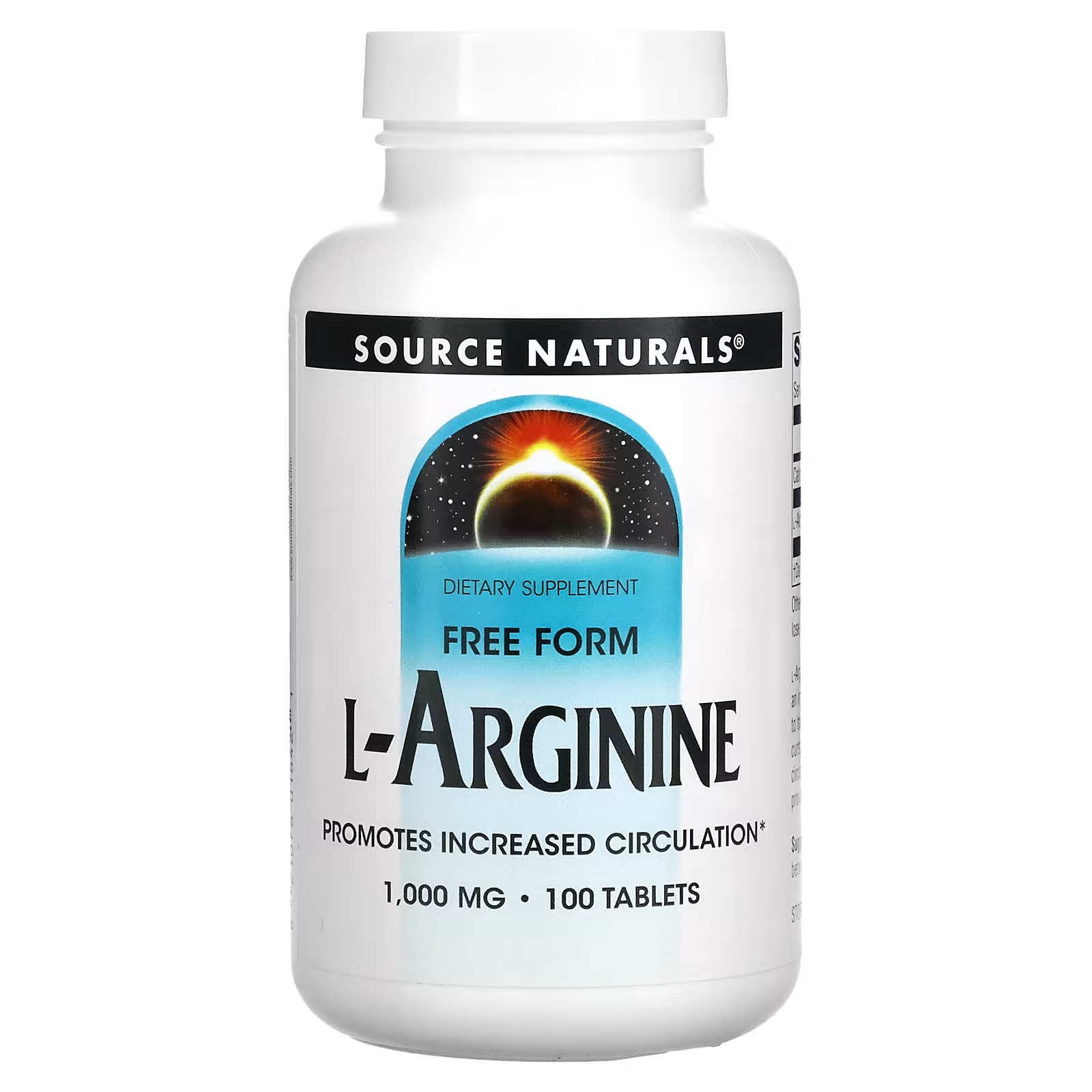 Source Naturals L-аргинин Свободная форма 1000 мг, 100 таблеток